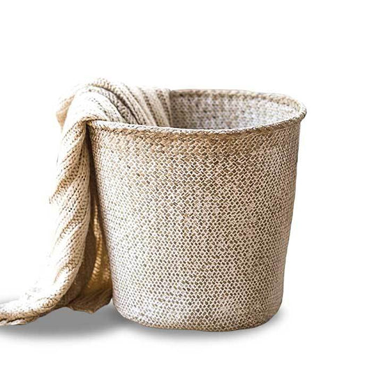 Panier à Linge Tressé Blanc Chic