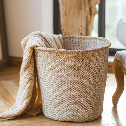 Panier à Linge Tressé Blanc Chic