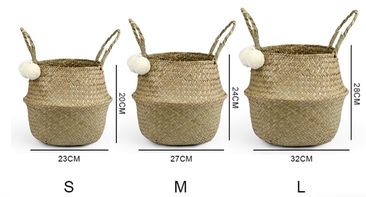 Panier Boule en Jonc de Mer Et ses Pompons