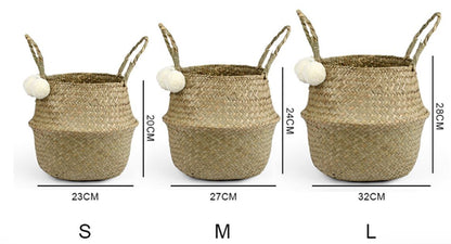 Panier Boule en Jonc de Mer Et ses Pompons