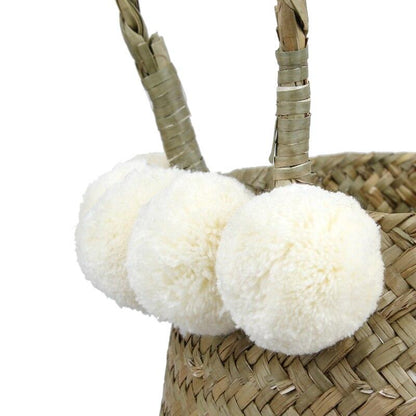 Panier Boule en Jonc de Mer Et ses Pompons
