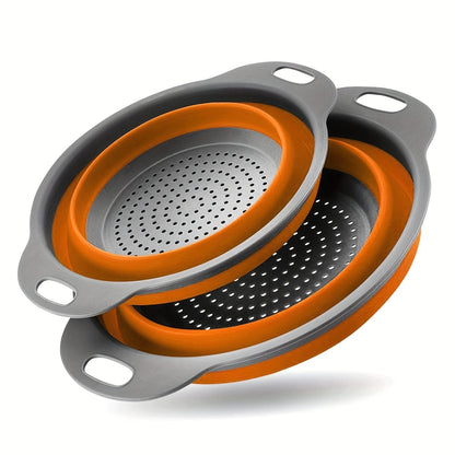 Panier de Drainage Pliable en Silicone pour Camping et Cuisine - 2 pièces
