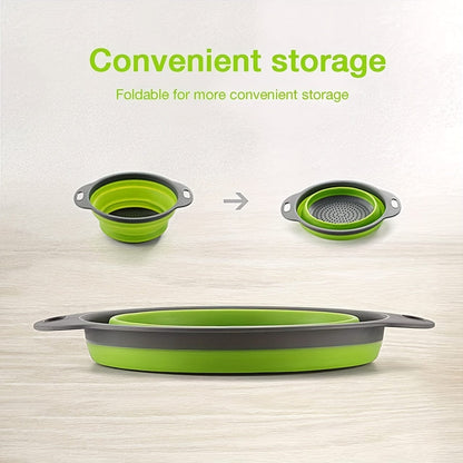 Panier de Drainage Pliable en Silicone pour Camping et Cuisine - 2 pièces