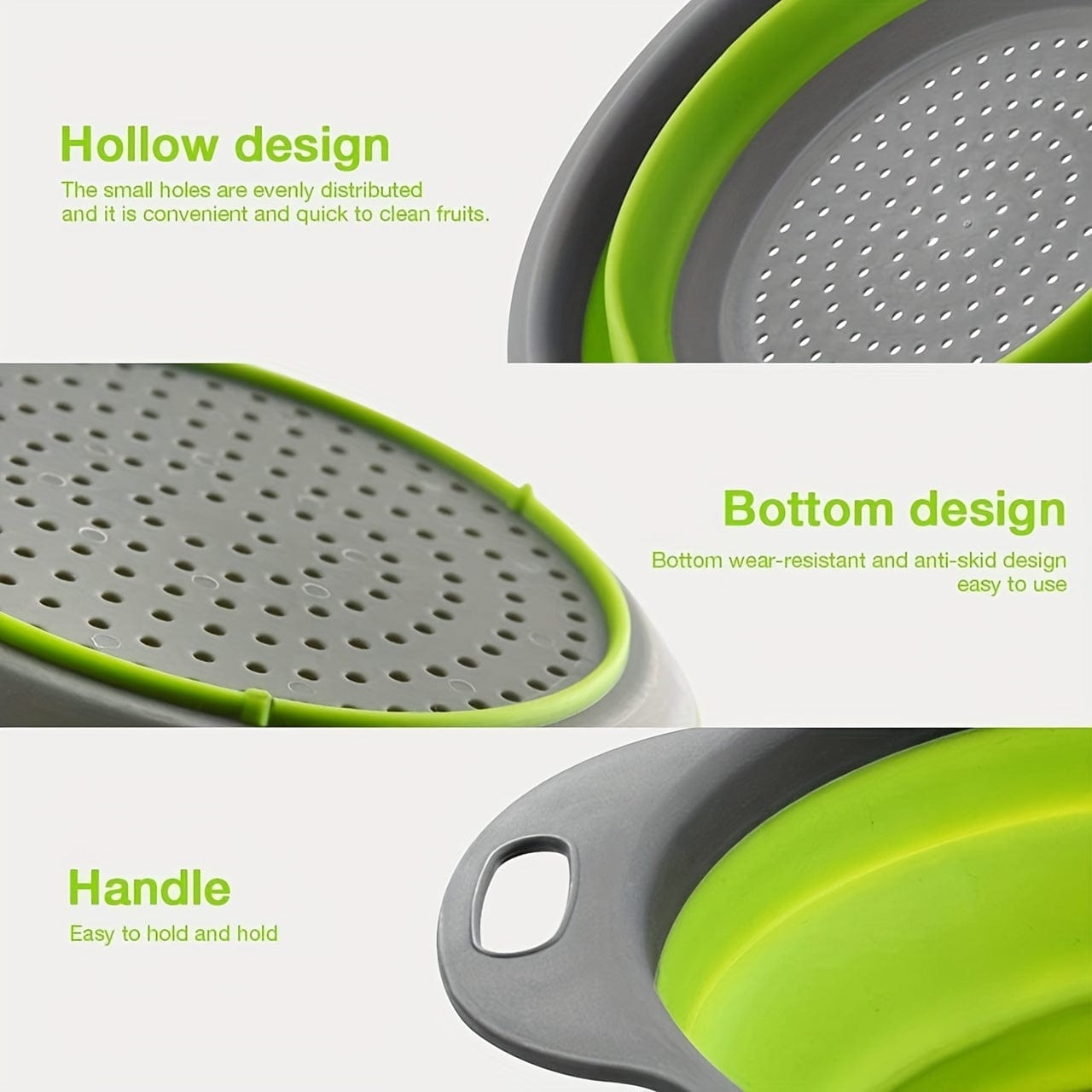 Panier de Drainage Pliable en Silicone pour Camping et Cuisine - 2 pièces