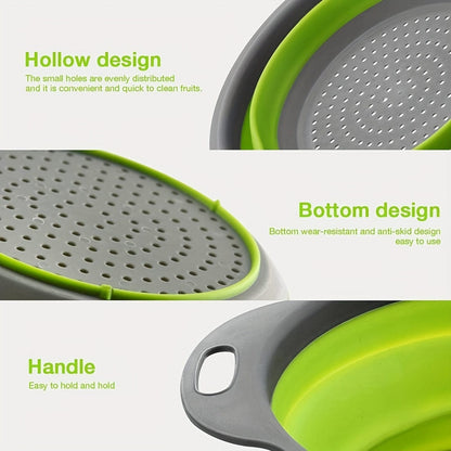 Panier de Drainage Pliable en Silicone pour Camping et Cuisine - 2 pièces