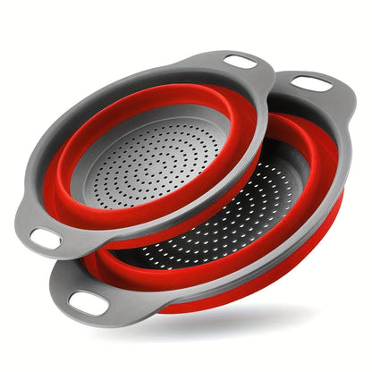 Panier de Drainage Pliable en Silicone pour Camping et Cuisine - 2 pièces