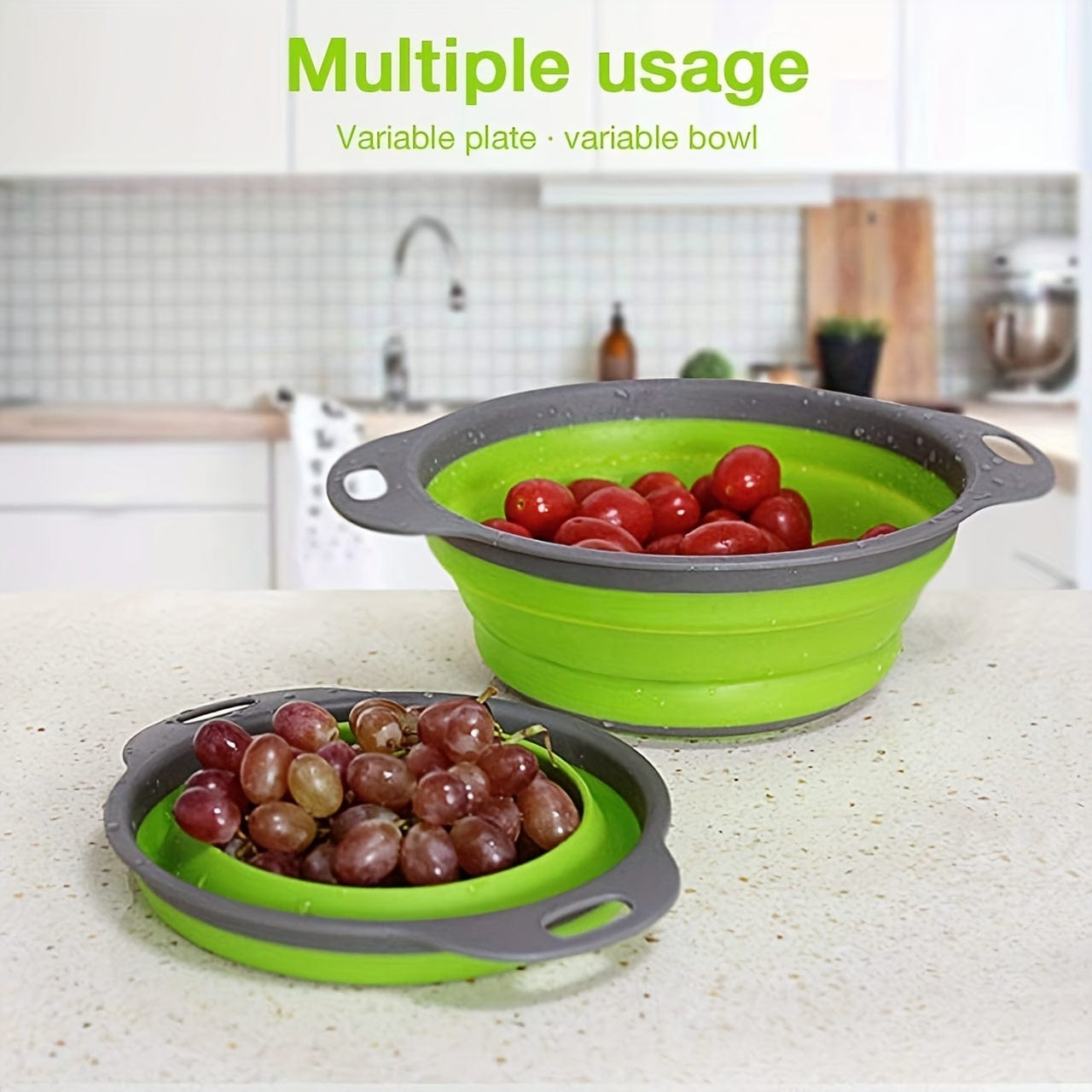 Panier de Drainage Pliable en Silicone pour Camping et Cuisine - 2 pièces