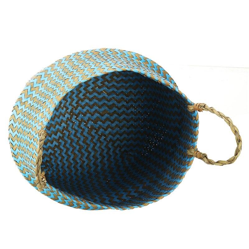 Panier de Rangement en Jonc de Mer Turquoise