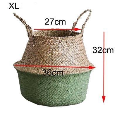 Panier de Rangement Jonc de Mer Vert