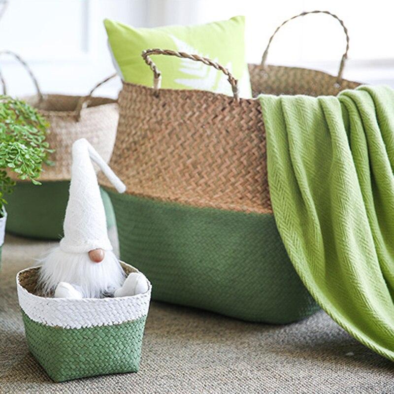 Panier de Rangement Jonc de Mer Vert