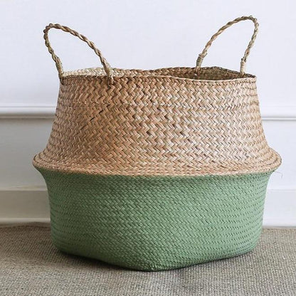 Panier de Rangement Jonc de Mer Vert