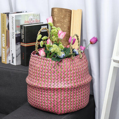 Panier en Jonc de Mer Rose