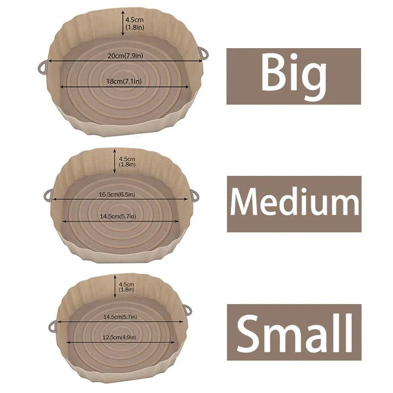 Panier en silicone réutilisable pour friteuse sans huile - Lot de 3 - Eco-Friendly