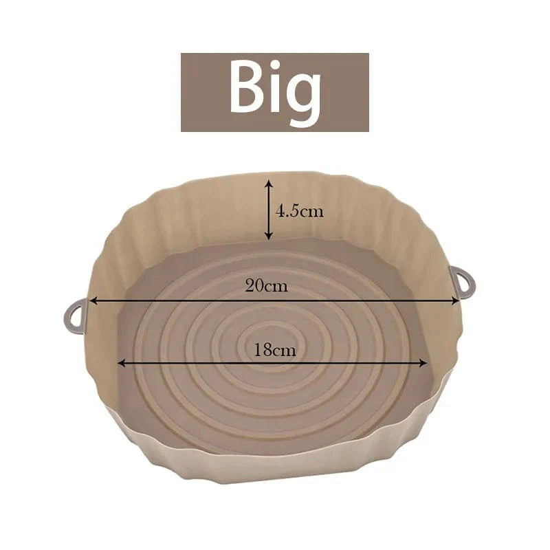 Panier en silicone réutilisable pour friteuse sans huile - Lot de 3 - Eco-Friendly Brown-Big-1PCS