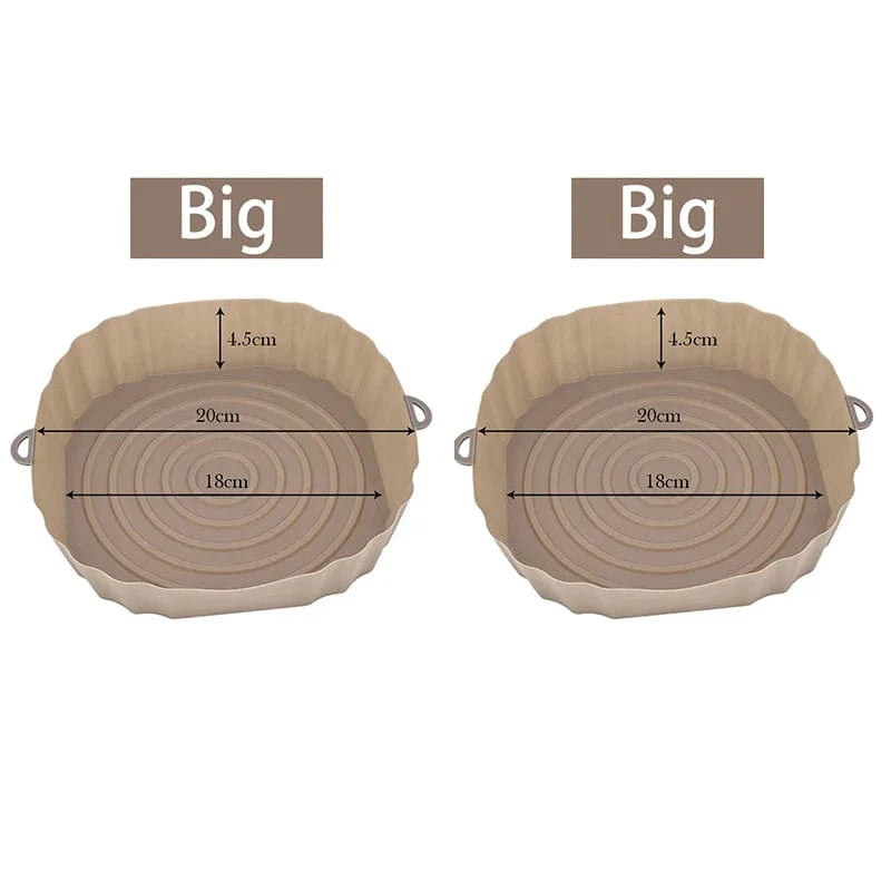 Panier en silicone réutilisable pour friteuse sans huile - Lot de 3 - Eco-Friendly Brown-Big-2PCS