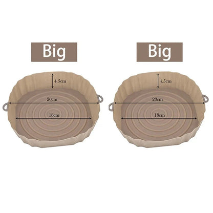 Panier en silicone réutilisable pour friteuse sans huile - Lot de 3 - Eco-Friendly Brown-Big-2PCS