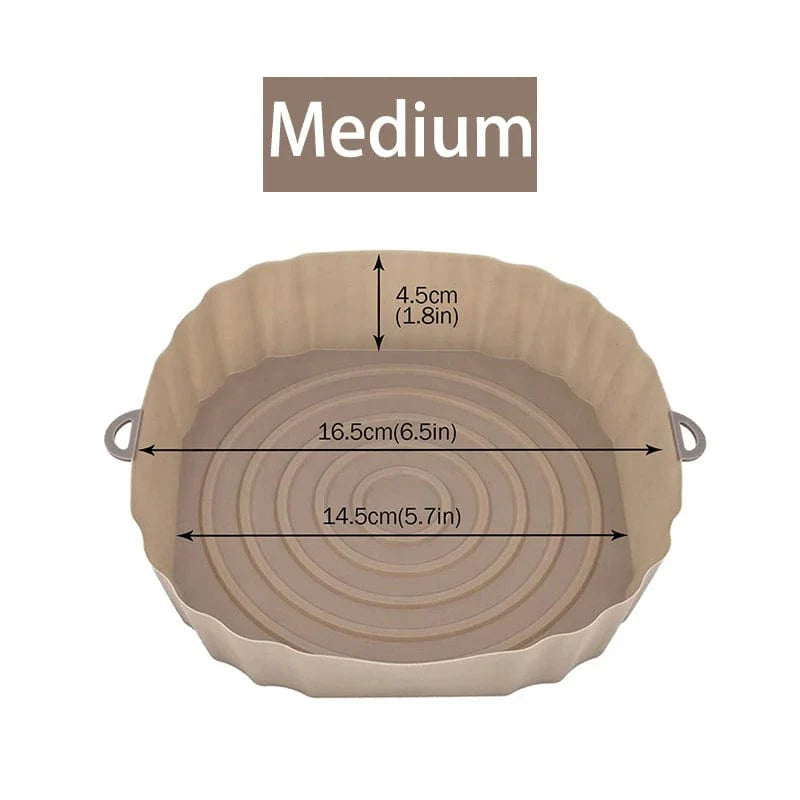 Panier en silicone réutilisable pour friteuse sans huile - Lot de 3 - Eco-Friendly Brown-Medium-1PCS
