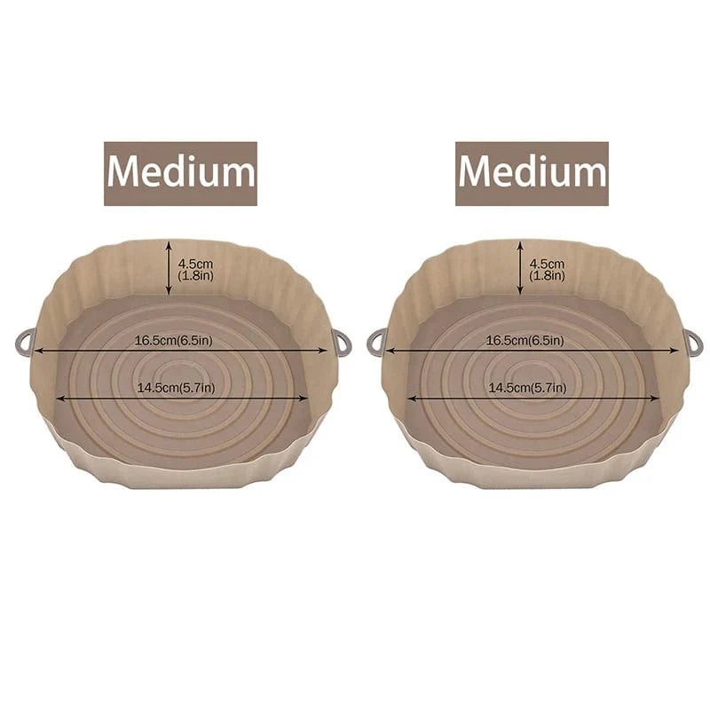 Panier en silicone réutilisable pour friteuse sans huile - Lot de 3 - Eco-Friendly Brown-Medium-2PCS