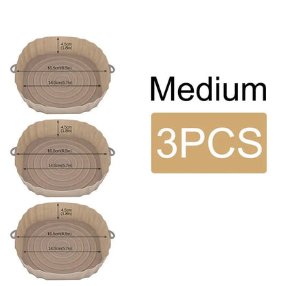 Panier en silicone réutilisable pour friteuse sans huile - Lot de 3 - Eco-Friendly Brown-Medium-3PCS
