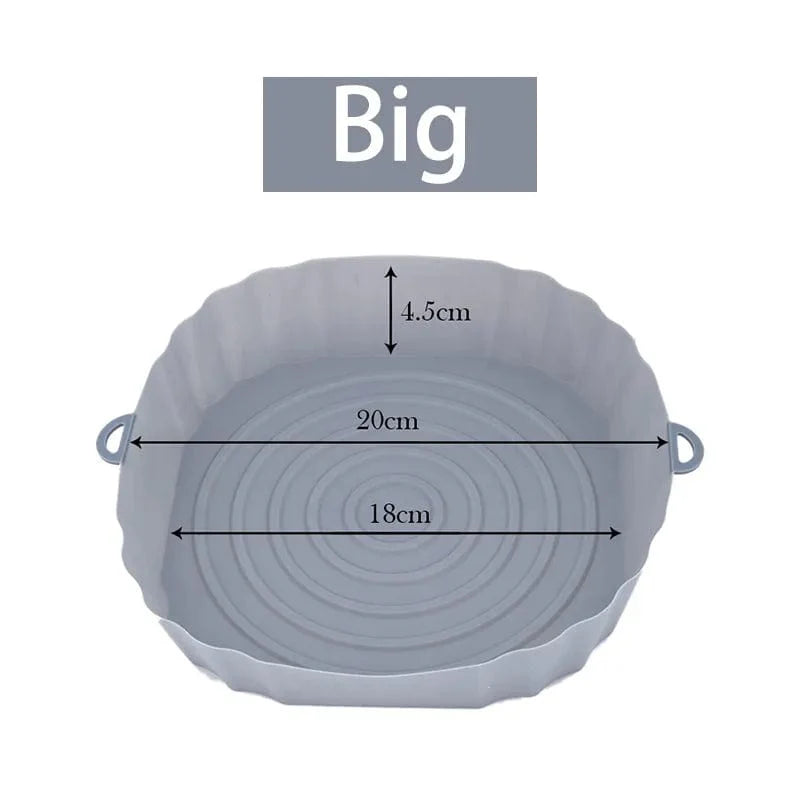Panier en silicone réutilisable pour friteuse sans huile - Lot de 3 - Eco-Friendly Gray-Big-1PCS