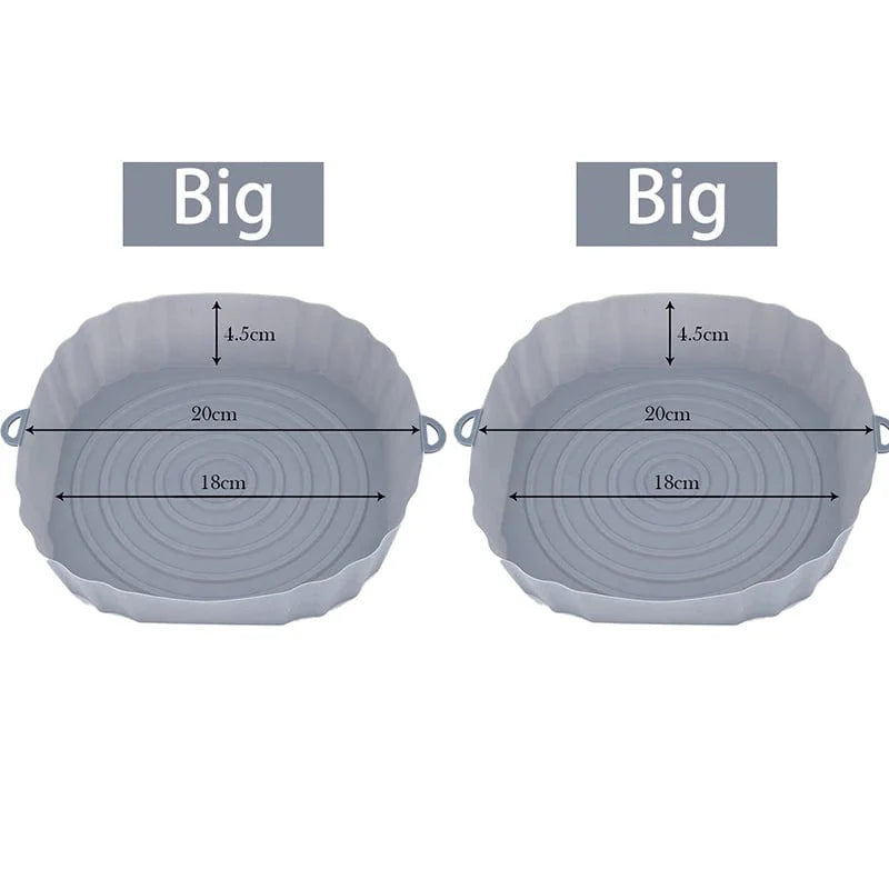 Panier en silicone réutilisable pour friteuse sans huile - Lot de 3 - Eco-Friendly Gray-Big-2PCS