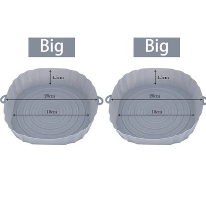 Panier en silicone réutilisable pour friteuse sans huile - Lot de 3 - Eco-Friendly Gray-Big-2PCS