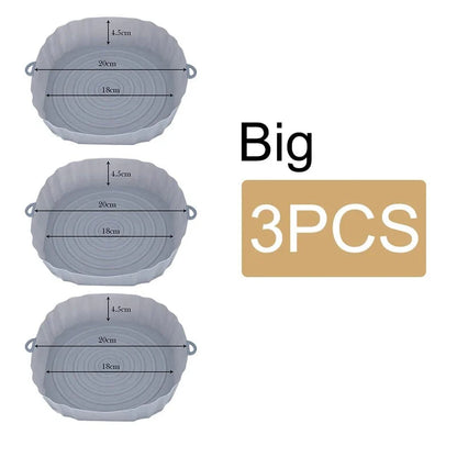 Panier en silicone réutilisable pour friteuse sans huile - Lot de 3 - Eco-Friendly Gray-Big-3PCS