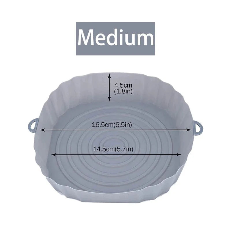 Panier en silicone réutilisable pour friteuse sans huile - Lot de 3 - Eco-Friendly Gray-Medium-1PCS
