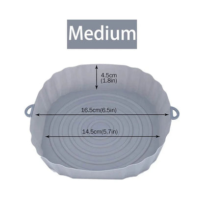 Panier en silicone réutilisable pour friteuse sans huile - Lot de 3 - Eco-Friendly Gray-Medium-1PCS