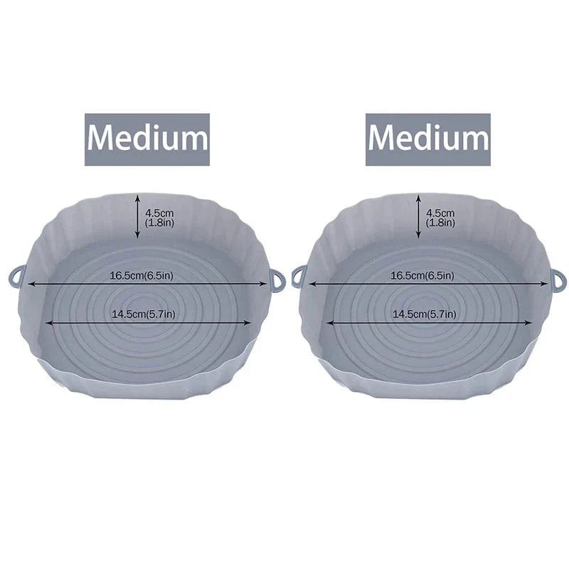 Panier en silicone réutilisable pour friteuse sans huile - Lot de 3 - Eco-Friendly Gray-Medium-2PCS