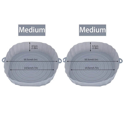 Panier en silicone réutilisable pour friteuse sans huile - Lot de 3 - Eco-Friendly Gray-Medium-2PCS