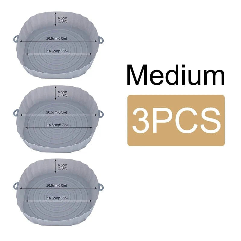 Panier en silicone réutilisable pour friteuse sans huile - Lot de 3 - Eco-Friendly Gray-Medium-3PCS