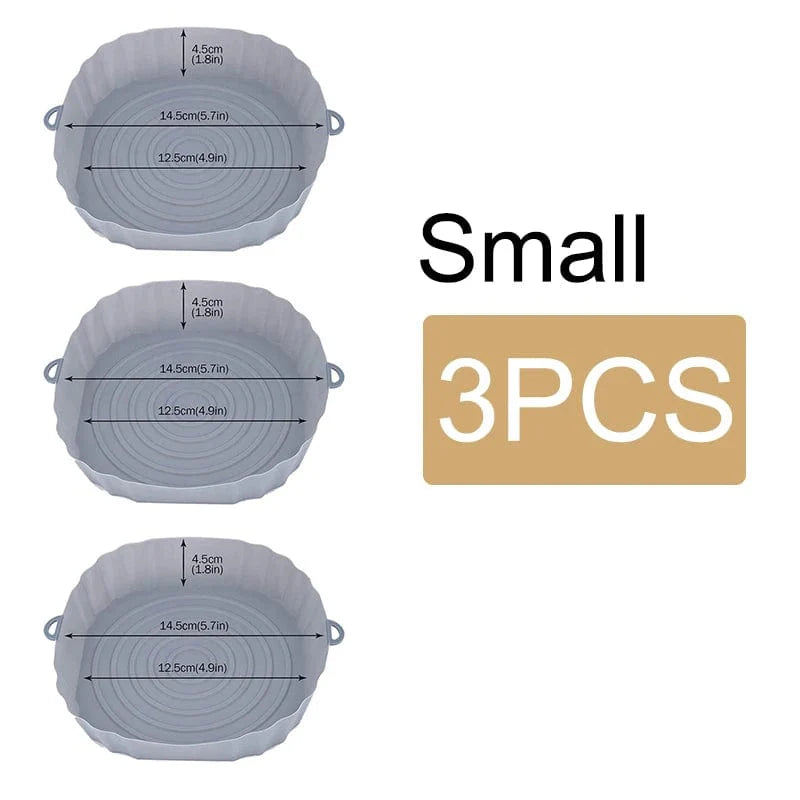 Panier en silicone réutilisable pour friteuse sans huile - Lot de 3 - Eco-Friendly Gray-Small-3PCS