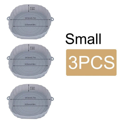 Panier en silicone réutilisable pour friteuse sans huile - Lot de 3 - Eco-Friendly Gray-Small-3PCS