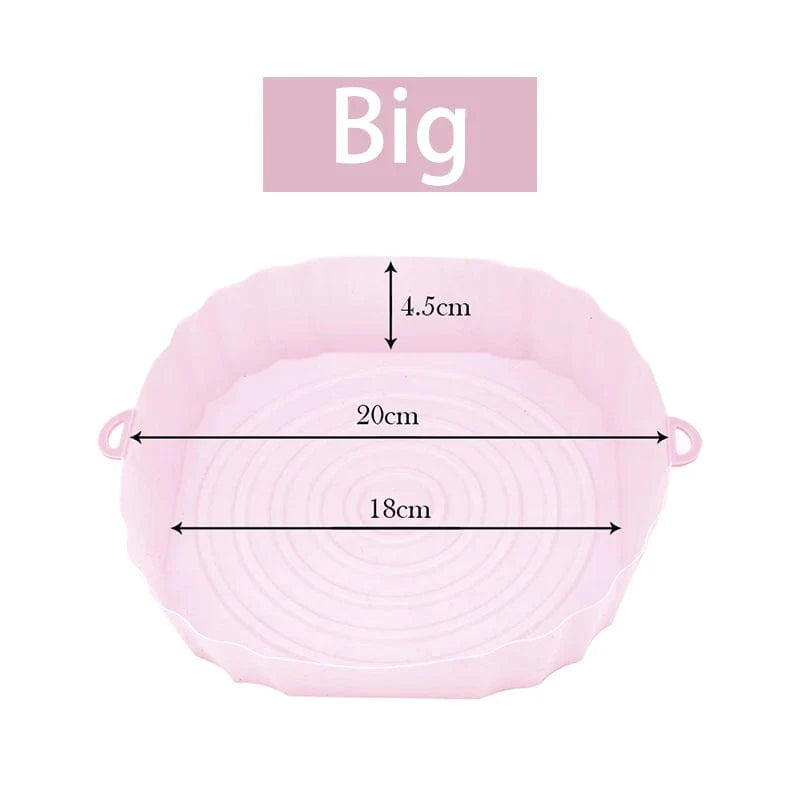 Panier en silicone réutilisable pour friteuse sans huile - Lot de 3 - Eco-Friendly Pink-Big-1PCS