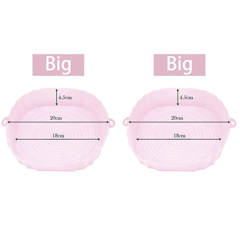 Panier en silicone réutilisable pour friteuse sans huile - Lot de 3 - Eco-Friendly Pink-Big-2PCS