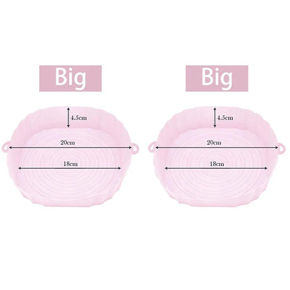 Panier en silicone réutilisable pour friteuse sans huile - Lot de 3 - Eco-Friendly Pink-Big-2PCS
