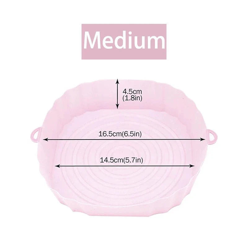 Panier en silicone réutilisable pour friteuse sans huile - Lot de 3 - Eco-Friendly Pink-Medium-1PCS