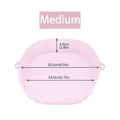 Panier en silicone réutilisable pour friteuse sans huile - Lot de 3 - Eco-Friendly Pink-Medium-1PCS