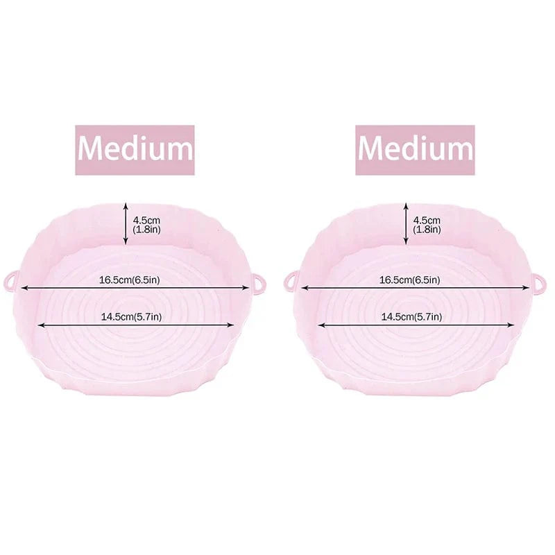 Panier en silicone réutilisable pour friteuse sans huile - Lot de 3 - Eco-Friendly Pink-Medium-2PCS