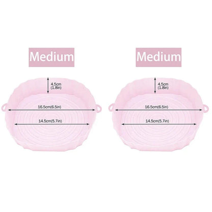 Panier en silicone réutilisable pour friteuse sans huile - Lot de 3 - Eco-Friendly Pink-Medium-2PCS