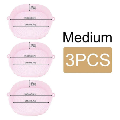 Panier en silicone réutilisable pour friteuse sans huile - Lot de 3 - Eco-Friendly Pink-Medium-3PCS