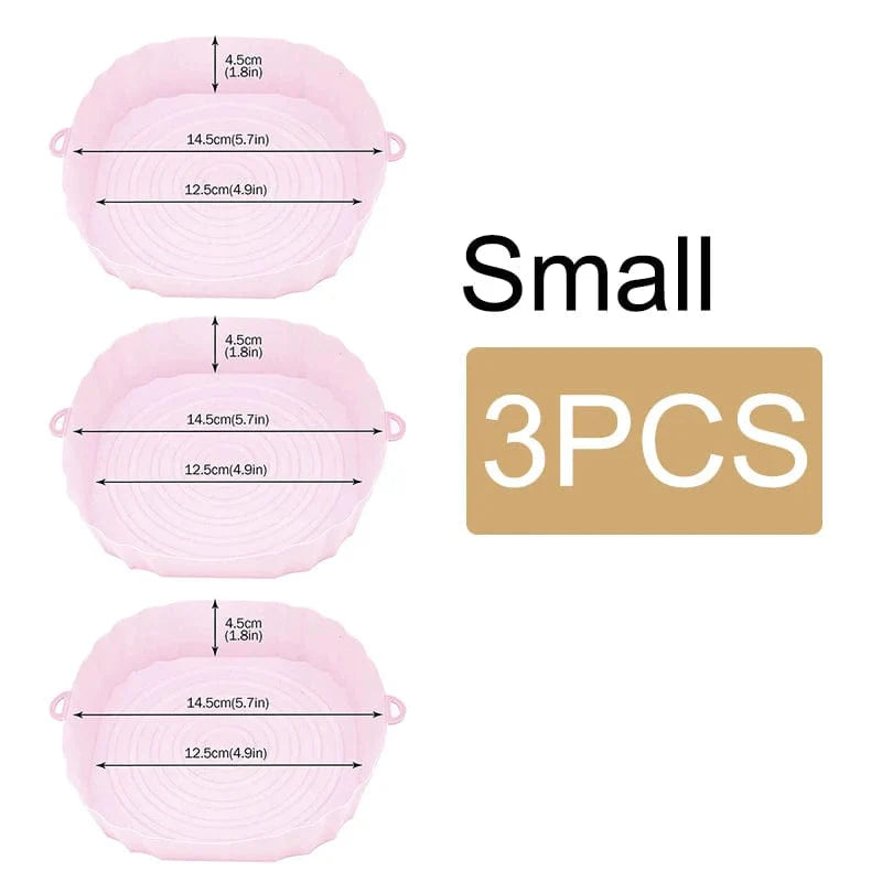 Panier en silicone réutilisable pour friteuse sans huile - Lot de 3 - Eco-Friendly Pink-Smal-3PCS