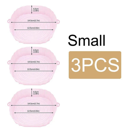 Panier en silicone réutilisable pour friteuse sans huile - Lot de 3 - Eco-Friendly Pink-Smal-3PCS