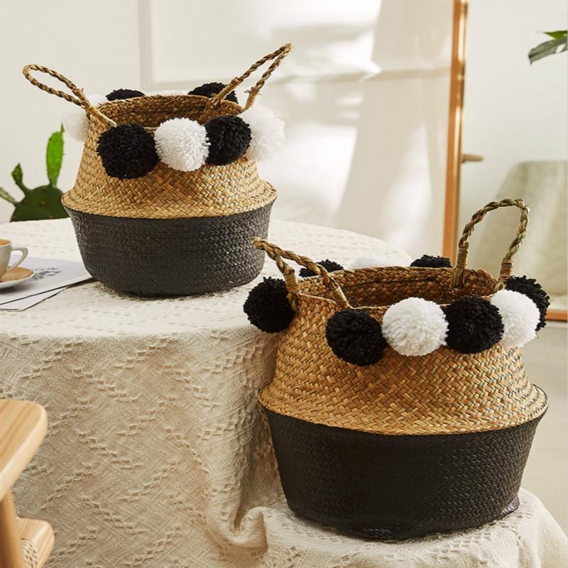 Panier Jonc de Mer et ses jolis Pompons