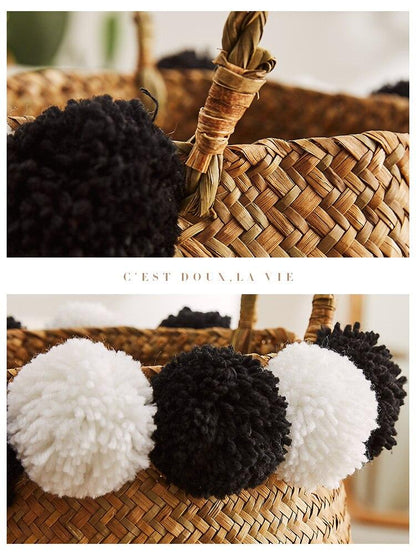 Panier Jonc de Mer et ses jolis Pompons