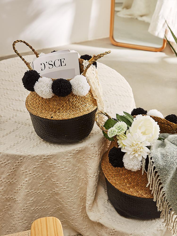 Panier Jonc de Mer et ses jolis Pompons