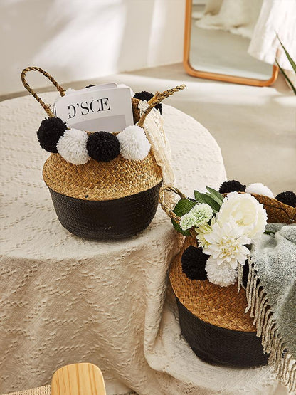 Panier Jonc de Mer et ses jolis Pompons
