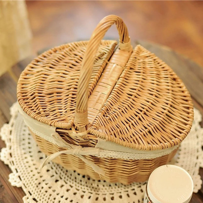 Panier Pique-Nique Rond en Osier