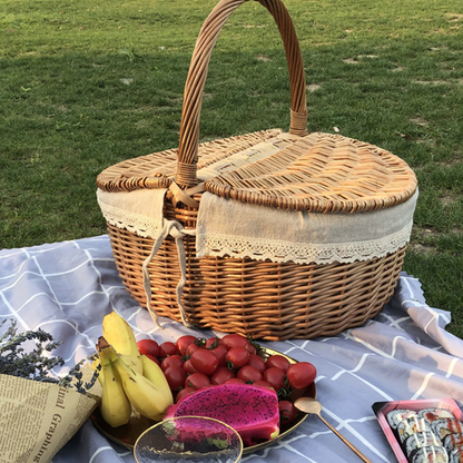 Panier Pique-Nique Rond en Osier